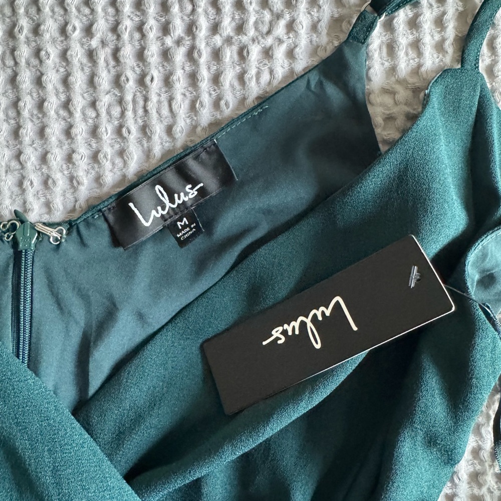Lulus Inspiration Forest Green Knot Front Midi Dress, Size M - Picture 6 of 8